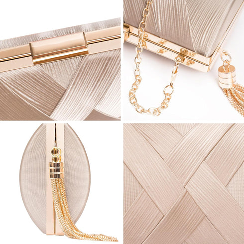 Larcenciel Women's Evening Handbags, Elegant Tassel Satin Clutch Purses, Ladies Chain bags for Wedding Cocktail Prom Party...