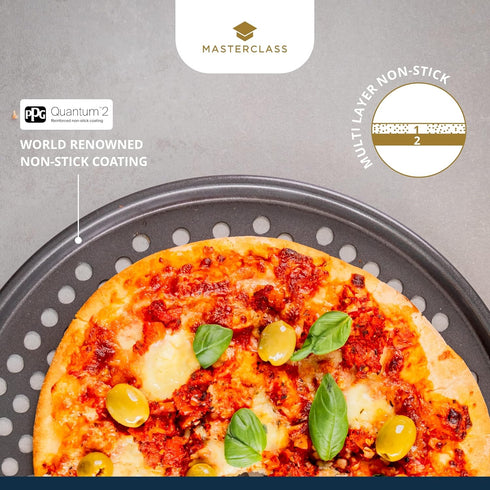 Master Class KCMCHB14 Perforated Pizza Tray, Grey, 32cm...