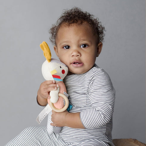 Petit Collage Organic Busy Bunny Activity Toy – Handmade Bunny Stuffed Animal for Babies and Toddlers, Entertains with Gentle Developmental Activi...