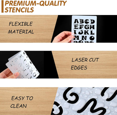 28 Pieces Letter and Number Stencils Reusable Plastic Letter Stencils Alphabet Journal Stencils Font Templates for Notebook, Diary, Scrapbook, DIY...