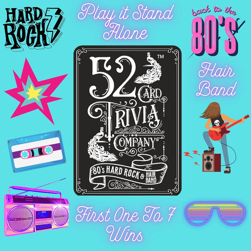 Hard Rock & Hair Band Trivia, Trivia Games for Adults, 80's Rock Music Trivia, Monsters of Rock Trivia, Travel Trivia Card Game, Music Trivia Card...