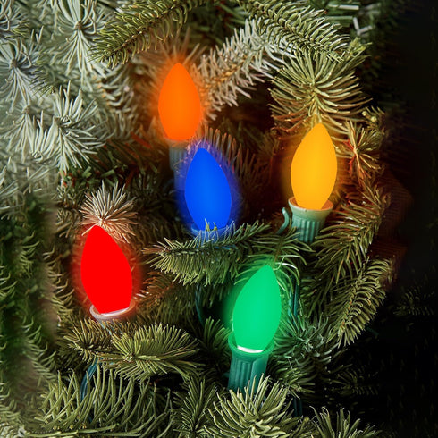 25 Pack C7 Multicolor LED Replaceable Bulbs – Dimmable Multicolor LED Christmas Lights Bulbs, 0.72W Indoor Outdoor Bulbs, Night Light, C7/E12, IP:...