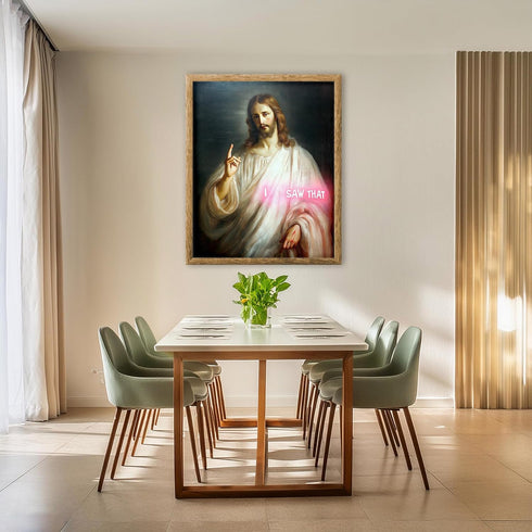 Posterizer 1 pcs-Jesus Christ saying "saw that" modern art -4-Comedy Art- Gift for Men Women Entrepreneur Teens -Living Room Bedroom Decor- unfram...