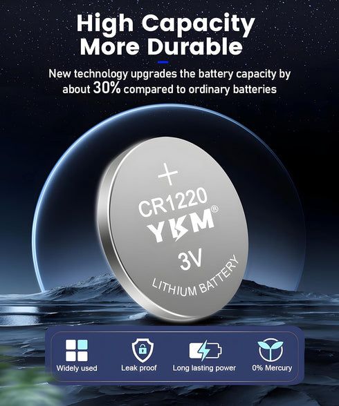 CR1220 1220 3 Volt Coin Lithium Battery for LED Light Thermometer Alarm Sensor Watch Battery 10 Pack ?5-Year Warranty?...