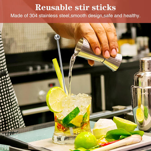 15Pcs Metal Stir Sticks, Stainless Coffee Stirrers Reusable, Swizzle Sticks for Cocktails, Multifunctional Stir Sticks for Epoxy, Resin, Coffee, W...