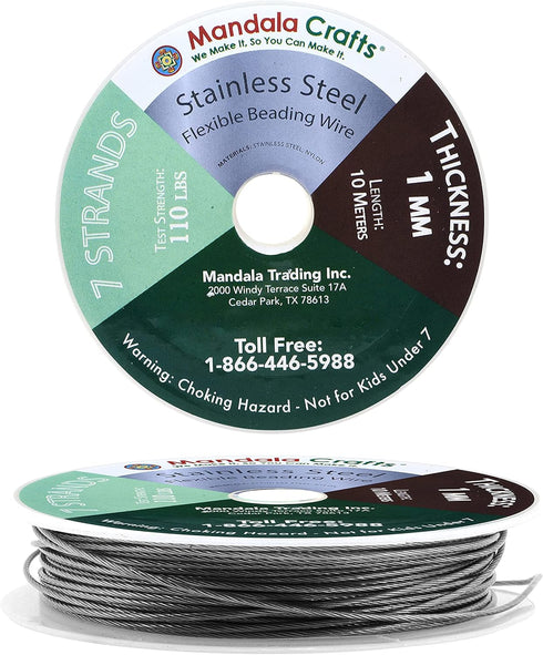 Mandala Crafts 7 Strand Stainless Steel Tiger Tail Beading Wire - 32 FT 18 Gauge Silver Jewelry Making Wire...