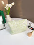 | Large Aesthetic Makeup Bag | Floral Makeup Bag | Mid-day Clutch | Period Kit Bag | Hygiene Bag | Skincare Bag | Cute Makeup Bag (Embroidery Gree...