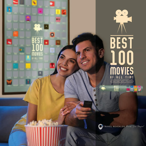 Travel Revealer 100 Movie Scratch Off Poster 2024 Selected IMDb Top 100 Movies Scratch Off Poster 17"x24" Best Films of All Time Movie Bucket List...