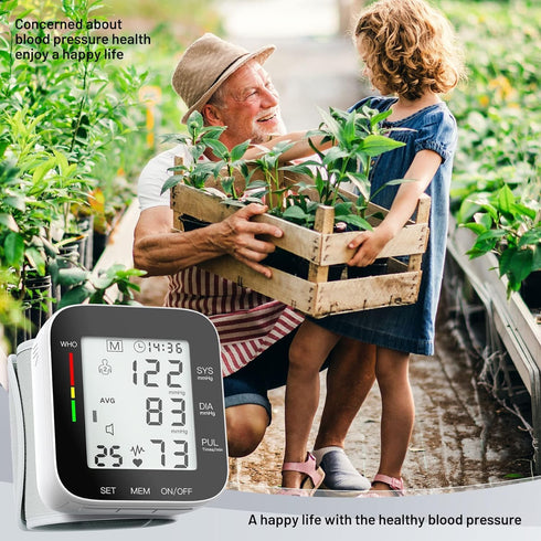 Wrist Blood Pressure Monitor Automatic Large LCD Display Adjustable Wrist Cuff Automatic Dual 99 Reading Memory Automatic Digital BP Machine for H...