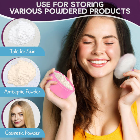 2Pcs Talcum Powder Brush with Holder - Dusting Powder with Puff for Women Set, 3.6x2.45 Pink and Blue Colors, Easy to Clean and Store, Gentle and ...