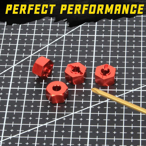 RCAWD 12mm Hex Wheels w Screw Pins 4pcs for 1/10 Slash 2WD Hex Wheel Hubs Adapter 58024, 58034, Short Course Race Truck Wheel Hex, 7mm 5.5mm Front...