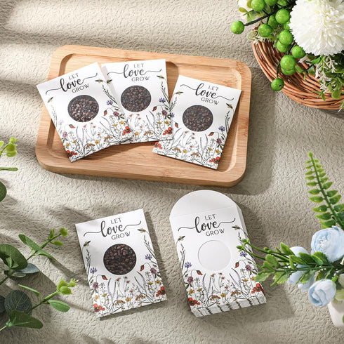 Fumete 50 Pcs Let Love Grow Seed Packets Wedding Favor for Guests Bulk Seed Envelope Kraft Bag with Window Flower Resealable Seed Storage Packets ...
