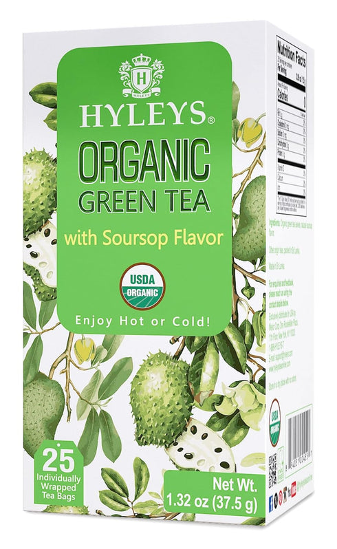 Hyleys Organic Green Tea Soursop Flavor - 25 Tea Bags - Graviola Guanabana Tea...