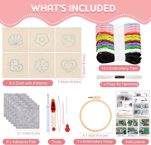 Hanaive 20 Pcs Punch Needle Kit Embroidery Needle Coasters Kit for Children Adult Beginner DIY Mug Tufted Rug Making Set......
