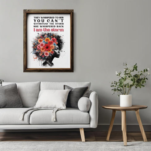 Posterizer 1 pcs-i am the storm-positive quote-Afro-American Art Collection-Inspirational Women's Art-Gifts for Women-Living Room Bedroom Decor- U...