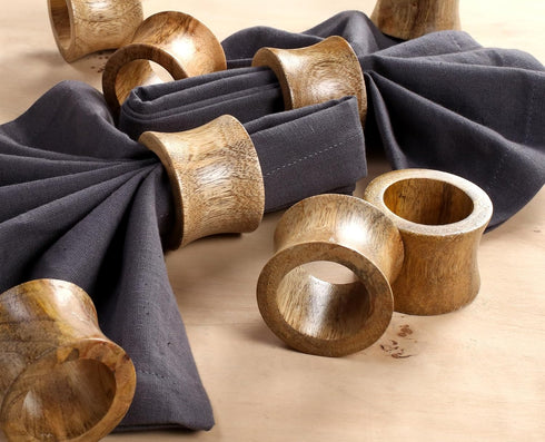 Rustic Wooden Napkin Rings Set of 12 - Handmade Natural Wood Napkin Holders for Table Decor, Farmhouse Dining, Weddings, Holidays, Parties, Everyd...