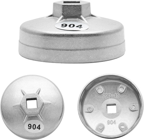 Model 904 Oil Filter Wrench, 79mm 15 Flute Filter Removal Cup Wrench, Oil Filter Cap Removal Socket Tool...