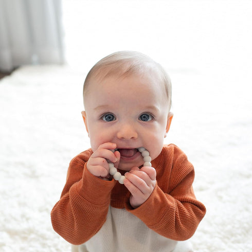 Dr. Brown's Flexees Beaded Teether Rings, 100% Silicone, Soft & Easy to Hold, Encourages Self-Soothe, 3 Pack, Black, White, Gray, BPA Free, 3m+...