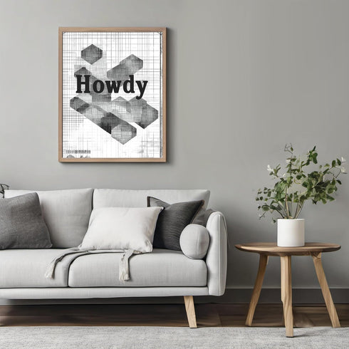 Posterizer 1 pcs-Howdy-fun retro greetings poster-mosaic pattern 2-Western Art-Typography Art-Decor for Game Room or Man Cave- unframed wall art...