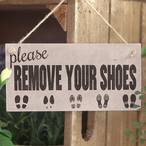 Meijiafei 'Please Remove Your Shoes' - Cute Home Decor Sign - Shabby Chic Door Sign/Plaque 10" X 5"...