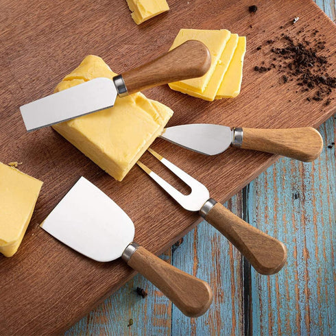 Cheese Knives Set with Wooden Handle,Mini Serving Tongs Spoons Forks Toothpick Flags for Party Christmas...