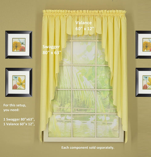 Today's Curtain, Orleans Scallop Curtain, Buttercup 63" Swagger Pair, 80" W x 63" L, Buttercup...