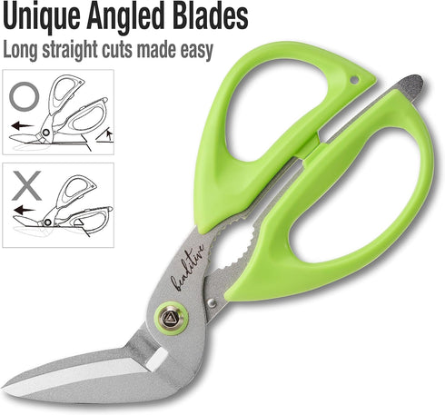 Beaditive Heavy Duty Multipurpose Angled Craft Scissors 7" - Japanese Stainless Steel, Serrated Blade - Craft Shears for Cardboard, Plastic, Leath...