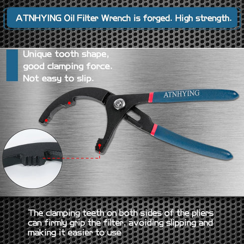 8" Oil Filter Pliers, Adjustable Small Oil Filter Wrench for 2 Inch to 3-3/4 Inch, Universal Oil Filter Removal Tool No Slipping for Engine Filter...