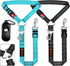 Removable Dog Seat Belt Harness for Car, 3 in 1 Pet Dog Car Seatbelt Leash, Retractable Restraint Secures to Vehicle Headrest & Adjustable Reflect...