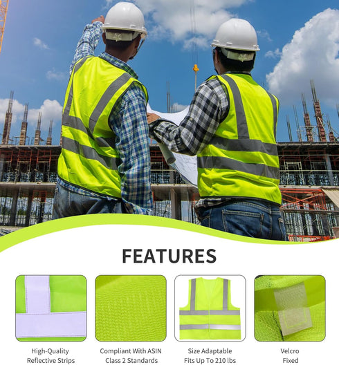Safety Vest Meets ANSI Class 2 Standards - Reflective Vest for Men Women, Mesh High Visibility Vest with Hi Vis Strips for Construction Work, Surv...