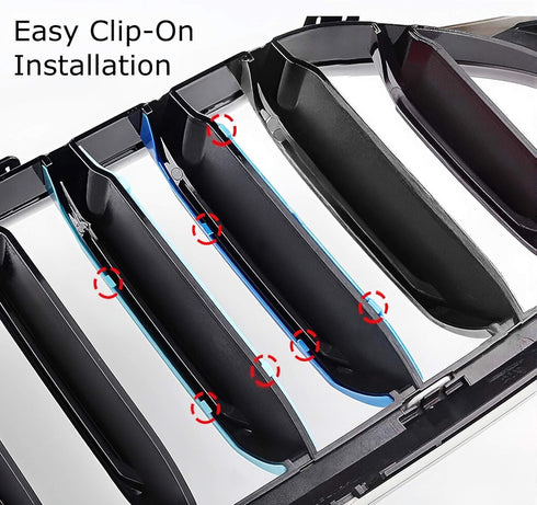 iJDMTOY Exact Fit 3pc Set Iconic Tri-Accent Grille Insert Trims Compatible with 2017-2020 G30/G31 5 Series 520i 530i 540i 550i etc w/Standard 9-Be...