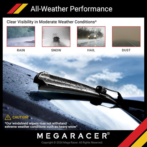 Mega Racer 24"+18" Wiper Blade, Automotive Replacement Windshield Wiper Blades For My Car, Windshield Wipers for Driver and Passenger Side, All Se...