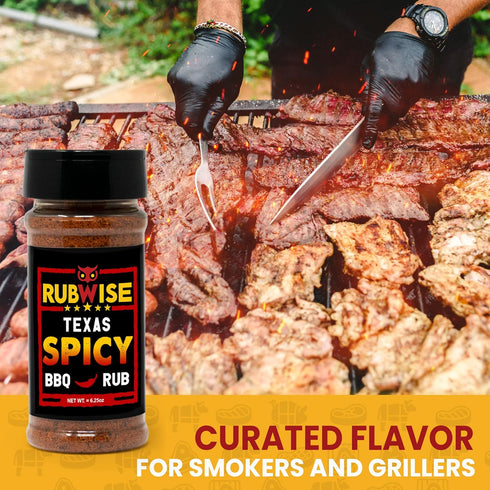 RubWise Texas Style Spicy Brisket Rub | All-Natural Dry BBQ Rubs and Spices for Smoking and Grilling | Robust and Savory Barbecue Meat Seasoning f...