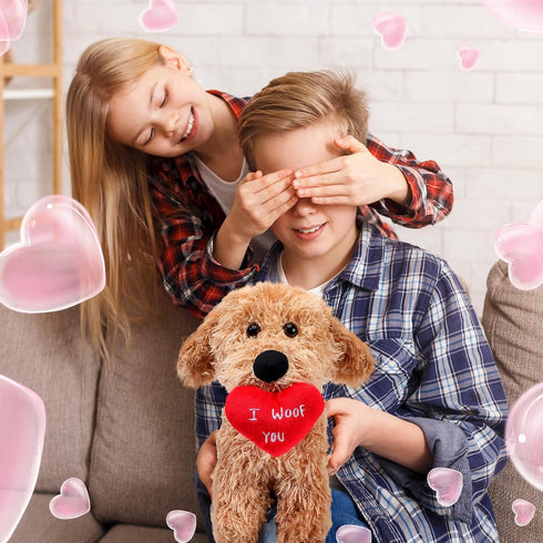 Dog Plush Stuffed Animal Puppy Dog with a Heart I Woof You Gifts Cute Heart Dog Toys for Girls Boys Couple Mom Birthdays Wedding Christmas Valenti...