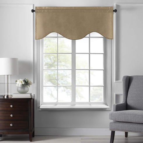 Elrene Home Fashions Colette Faux-Silk Scalloped Window Valance, 50 in x 21 in (Scalloped Valance), Gold...