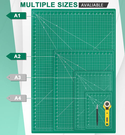 Density-upgraded 9"x12" Self Healing Cutting Mat, Idemeet Rotary Sewing Mat for Crafts, 5-Ply Blade Table Protector Cut Board for Fabric Leather C...