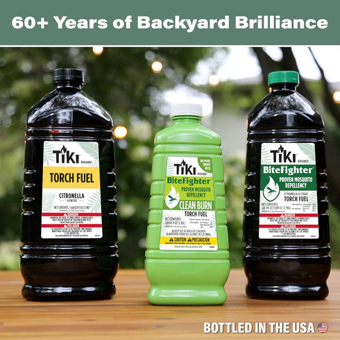 TIKI Citronella Torch Fuel - 1 Gallon (128 oz.), Easy Pour, Long-Lasting for Outdoor Torches & Table Torches, with Citronella & Lemongrass Oil, fo...