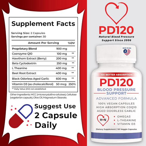Blood Pressure Support Supplements, Black Garlic Extract with COQ10 - Blood Pressure Supplements, - 60 Capsules...