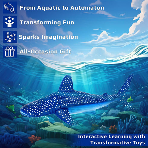 Transforming Whale Shark to Robot Toy, 4 inch Action Figure, Great Gift for Boys and Girls...
