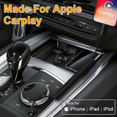 Coiled iPhone Charging Cable 2-Pack, Apple Carplay & MFi Certified, Short USB to Lightning Cable with Data Transmission, Retractable iPhone Car Ch...