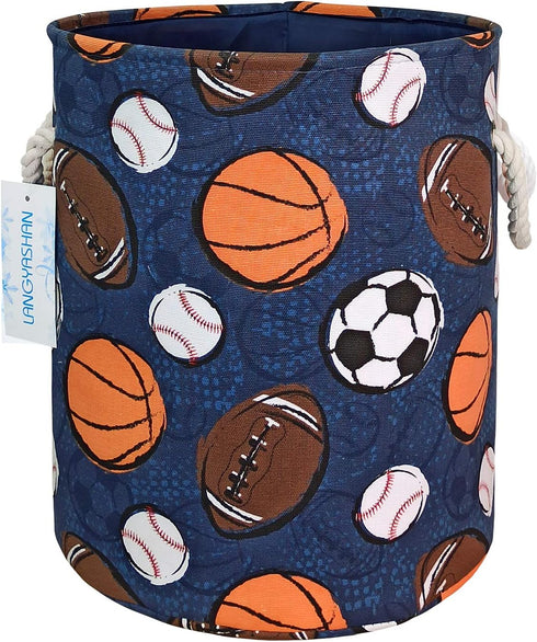 LANGYASHAN Laundry Basket Canvas Collapsible Organizer Storage Basket for Boys Girls Laundry Hamper Toy Bins Gift Baskets Bedroom Clothes Children...