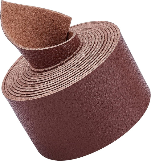 GORGECRAFT Brown Leather Strap 1.5 Inch Wide 79 Inch Long Lychee Pattern Leather Belt Strips Wrap Single Sided Flat Cord for DIY Crafts Projects C...