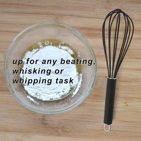 high temperature and easy to clean silicone whisk, stirrer, 10 inch, grip good grip design for Blending Whisking Beating Stirring Cooking Baking (...