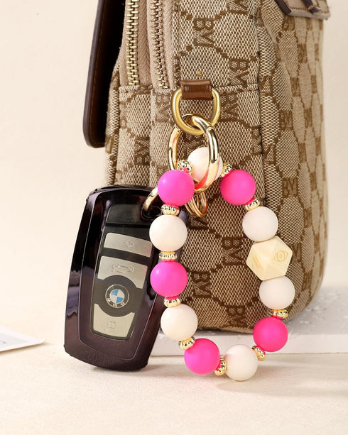 Silicone Key Ring Bracelet for Women | Stretchy Wrist Keychain Bracelet for Car Keys, Wallets, ID Badge...