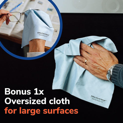 Elite Tech 6-Pack Oversized Microfiber Cloths for Electronic Devices, Eyeglasses, Screens and Lenses - Washable; 6×7 in & 12×12 in - Eyeglass Clot...