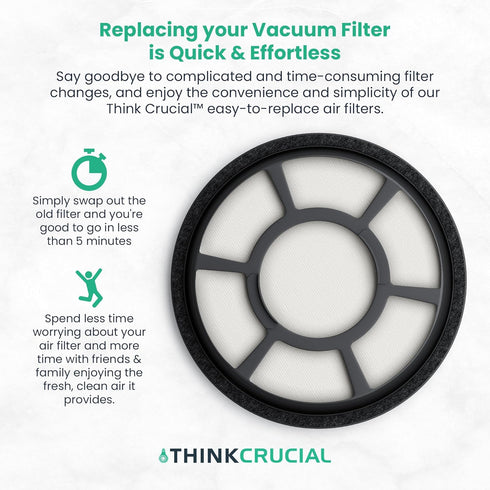 Think Crucial Replacement Vacuum Filters Compatible with Black & Decker Part # BDASV102 & Models Air Swivel Pre Filter Part, Fits Vacuum Cleaner -...