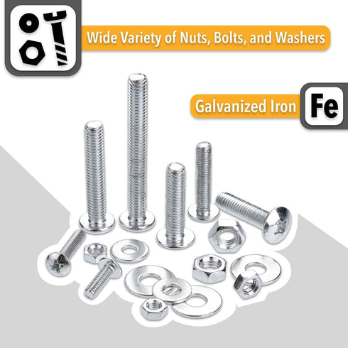 Mr. Pen- Bolts, Nuts, and Washer Assortment Kit, 113 pcs, Nuts and Bolts Assortment Kit, Assorted Nuts and Bolts, Nut Bolt and Washer Assortment, ...