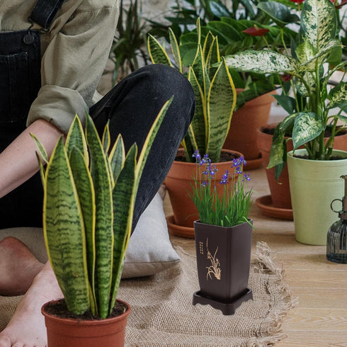 GANAZONO Resin Indoor Planter Pot, 19.50X10.50X10.50cm, Breathable, for Succulent, Orchid, Cactus, Flower Pot Nursery Pots, Modern Plant Pots, Chi...