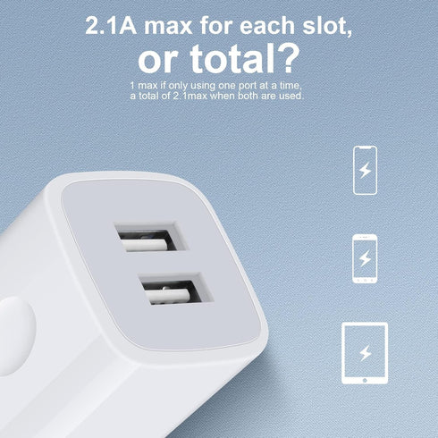 USB Wall Charger, Charging Cube,Sicodo 4Pack Dual Port Charing Block Plug in Cell Phone Charger Box Brick USB Power Adapter for iPhone 15 14 13 12...