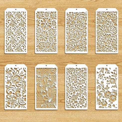 8 Pcs Stencils for Painting, Texture Stencils for Crafts Painting on Wood, Reusable Geometric Painting Stencils Drawing Templates for Wall Scrapbo...